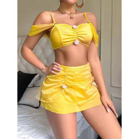 New Yellow Sexy Bra Top and Short Set, Sexy Lingerie, Lingerie Outfit, Sexy Lingerie for Women, Lingerie for Women, Lingerie Outfit for Women, Lingerie