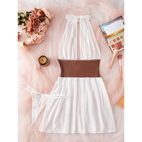 A Nightdress Made of with a Mesh Corn Strap - Suitable for Outdoor Wear