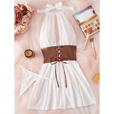 A Nightdress Made of with a Mesh Corn Strap - Suitable for Outdoor Wear