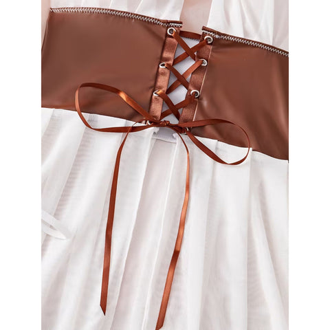 A Nightdress Made of with a Mesh Corn Strap - Suitable for Outdoor Wear