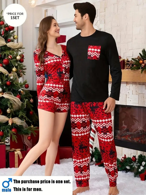 Couple style carnival Christmas themed couple pajamas
