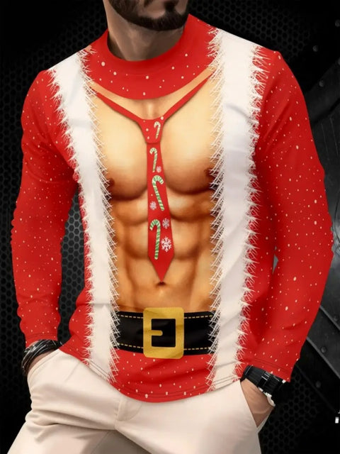 Men’s Christmas 3D Print Long Sleeve T-Shirt