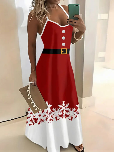 Red & White Snowflake Sling Dress