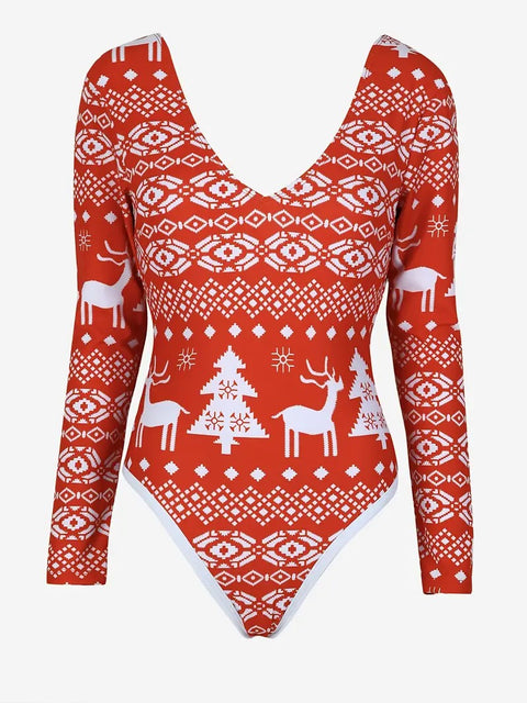 Women’s Red & White Christmas One-Piece Swimsuit