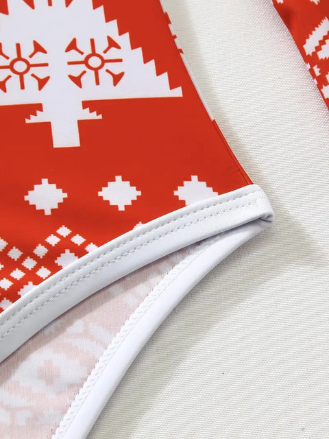 Women’s Red & White Christmas One-Piece Swimsuit