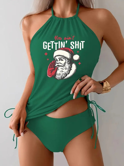Women’s Funny Santa Two-Piece Swim Set