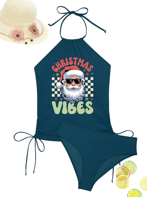 Women’s Santa Claus Halter Two-Piece Swimsuit