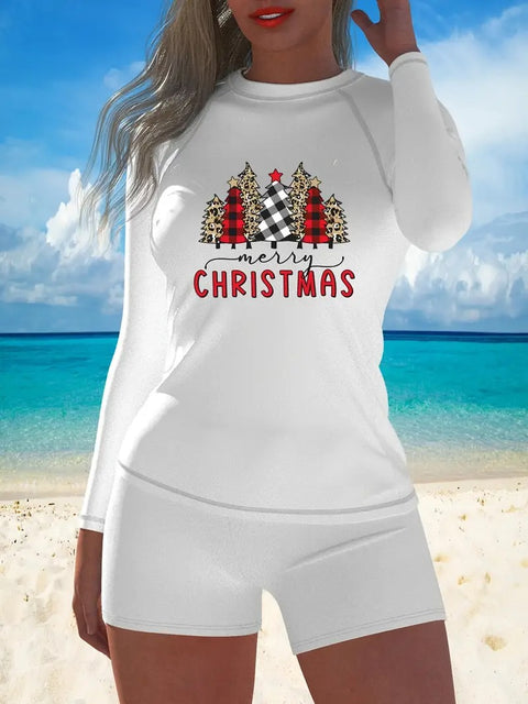 Women’s Festive Buffalo Plaid Swim Set