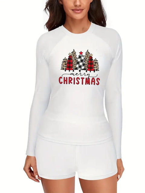 Women’s Festive Buffalo Plaid Swim Set