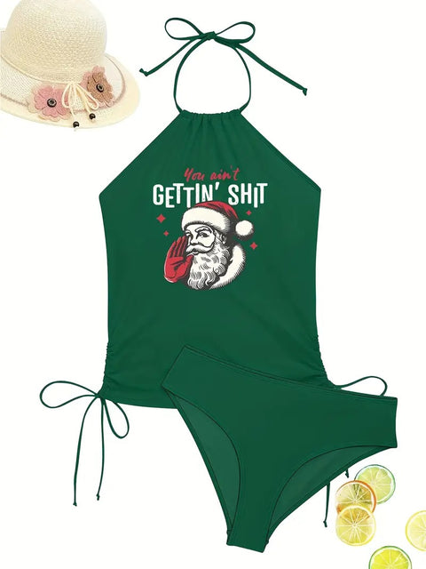 Women’s Funny Santa Two-Piece Swim Set