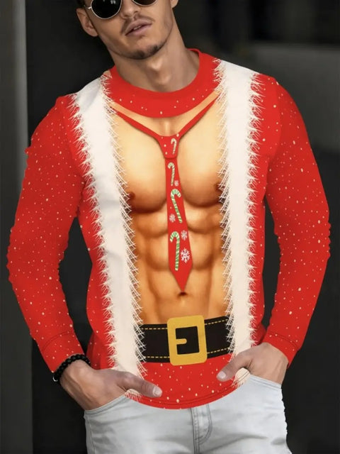 Men’s Christmas 3D Print Long Sleeve T-Shirt