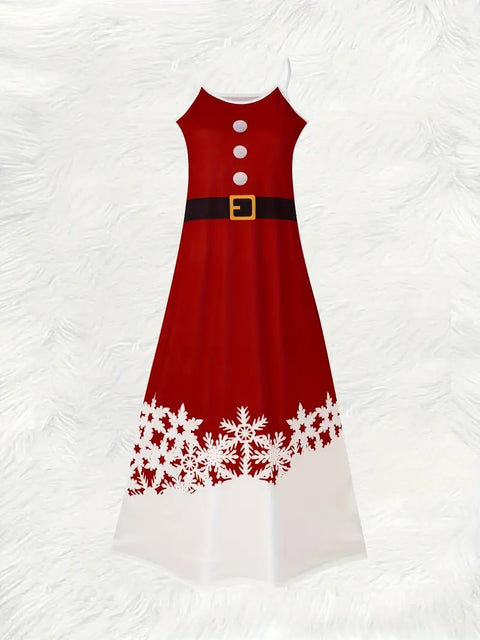 Red & White Snowflake Sling Dress